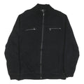 CALVIN KLEIN Mens Black Cotton Blend Zip Jacket XL Knit Collar Casual Outerwear