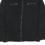 CALVIN KLEIN Mens Black Cotton Blend Zip Jacket XL Knit Collar Casual Outerwear