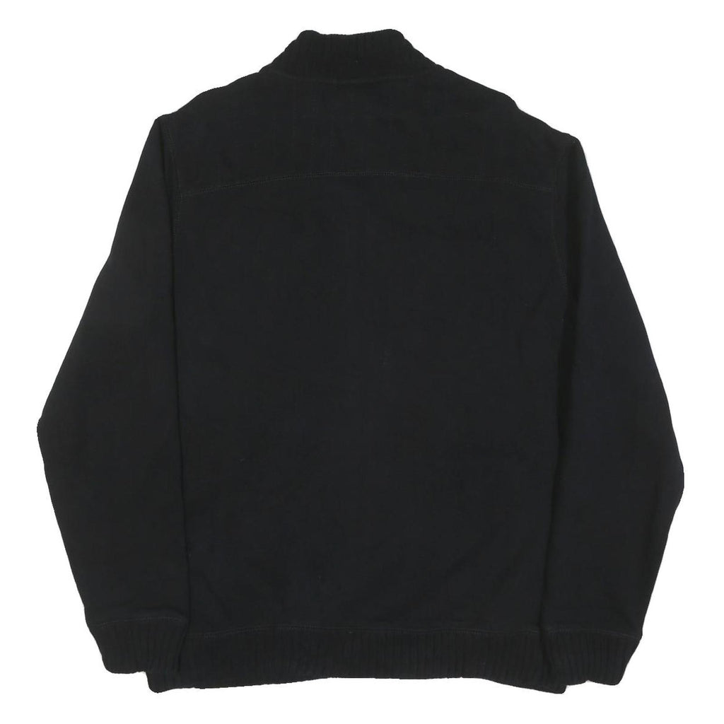 CALVIN KLEIN Mens Black Cotton Blend Zip Jacket XL Knit Collar Casual Outerwear