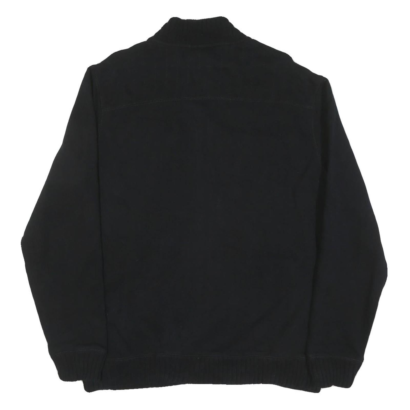 CALVIN KLEIN Mens Black Cotton Blend Zip Jacket XL Knit Collar Casual Outerwear