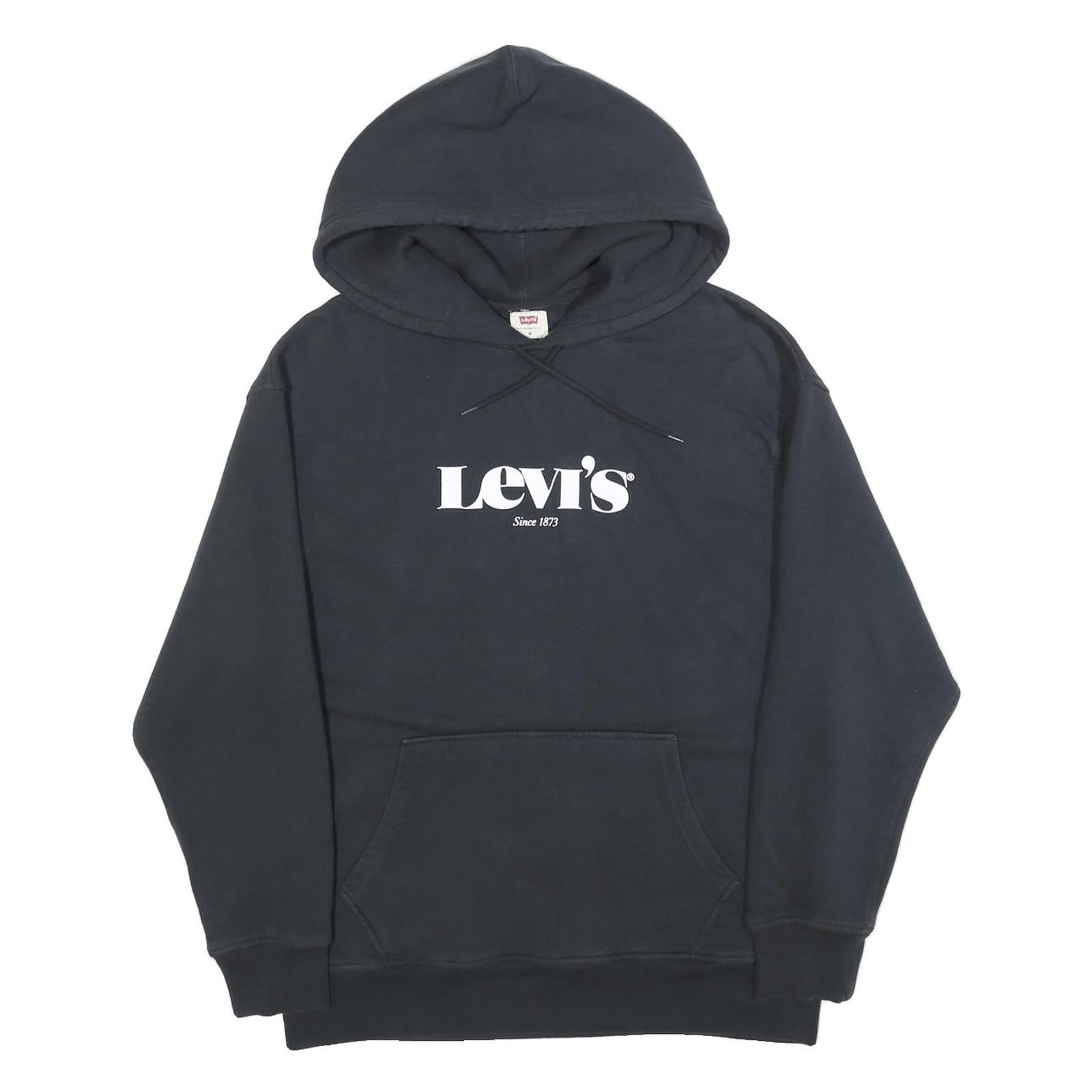 LEVI'S Mens Black Hoodie M Cotton Blend Pullover Sweatshirt