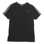 CALVIN KLEIN Mens Black & Blue Graphic T-Shirt S Short Sleeve Crew Neck Cotton