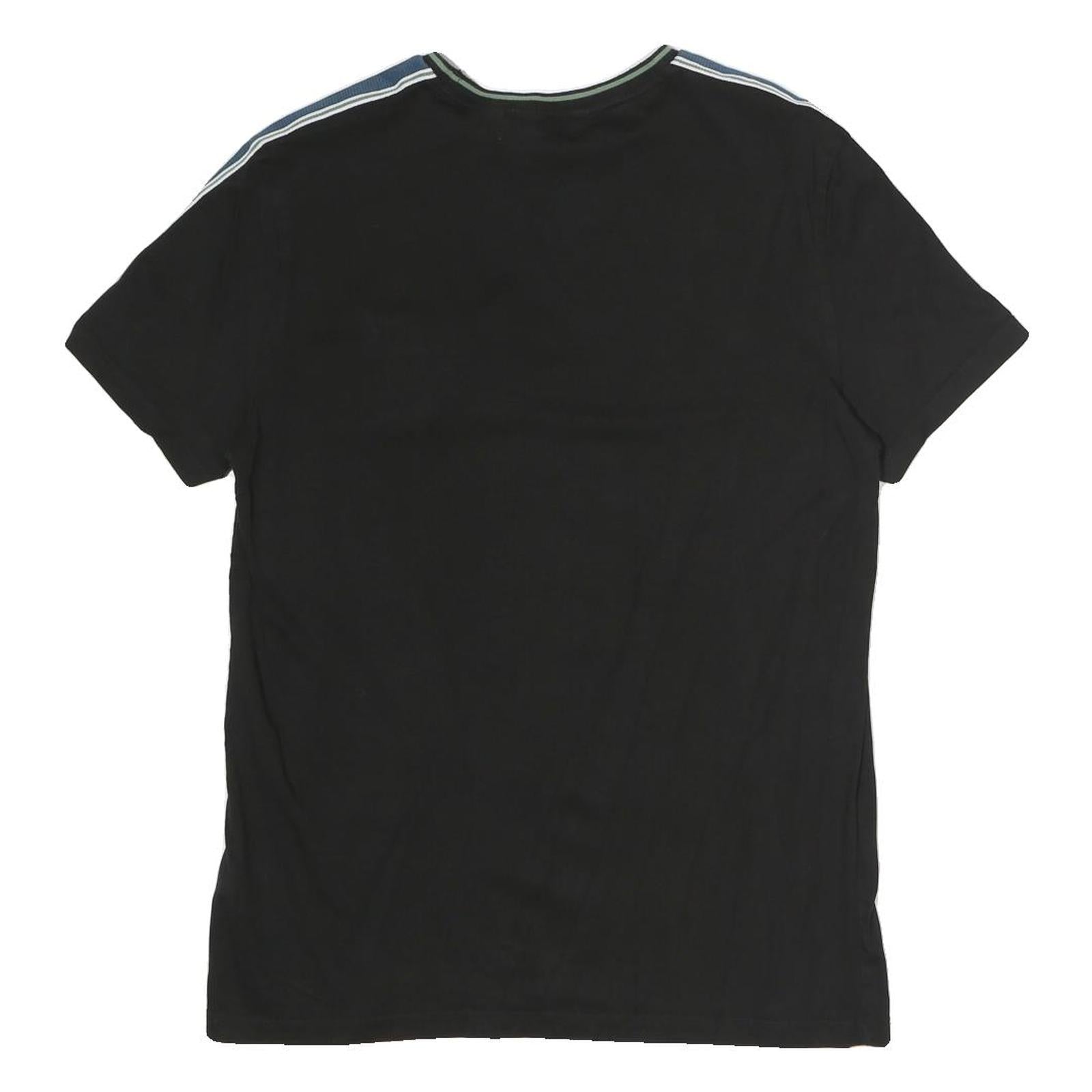 CALVIN KLEIN Mens Black & Blue Graphic T-Shirt S Short Sleeve Crew Neck Cotton