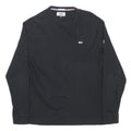 TOMMY JEANS Mens Black Logo Print Long Sleeve Crew Neck T-Shirt L Cotton Blend
