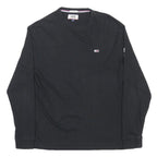 TOMMY JEANS Mens Black Logo Print Long Sleeve Crew Neck T-Shirt L Cotton Blend