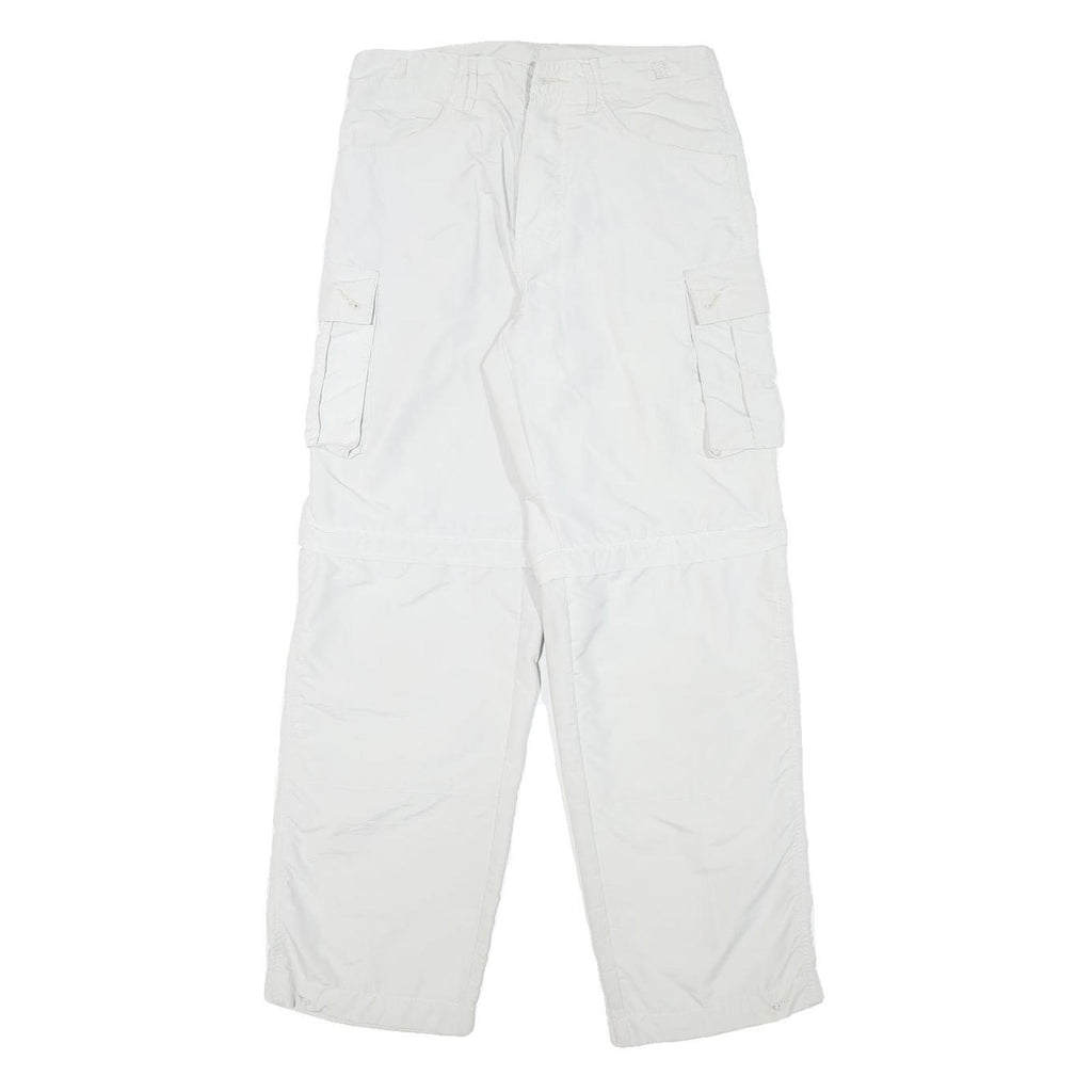 NASTY Womens White Relaxed Cargo Trousers W28 L28 Polyester Blend Button Closure