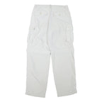 NASTY Womens White Relaxed Cargo Trousers W28 L28 Polyester Blend Button Closure