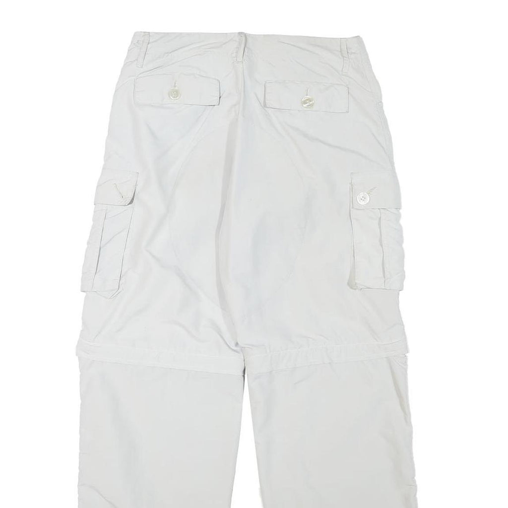 NASTY Womens White Relaxed Cargo Trousers W28 L28 Polyester Blend Button Closure