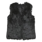 Womens Black Faux Fur Jacket M Polyester Blend Classic Soft Warm Stylish