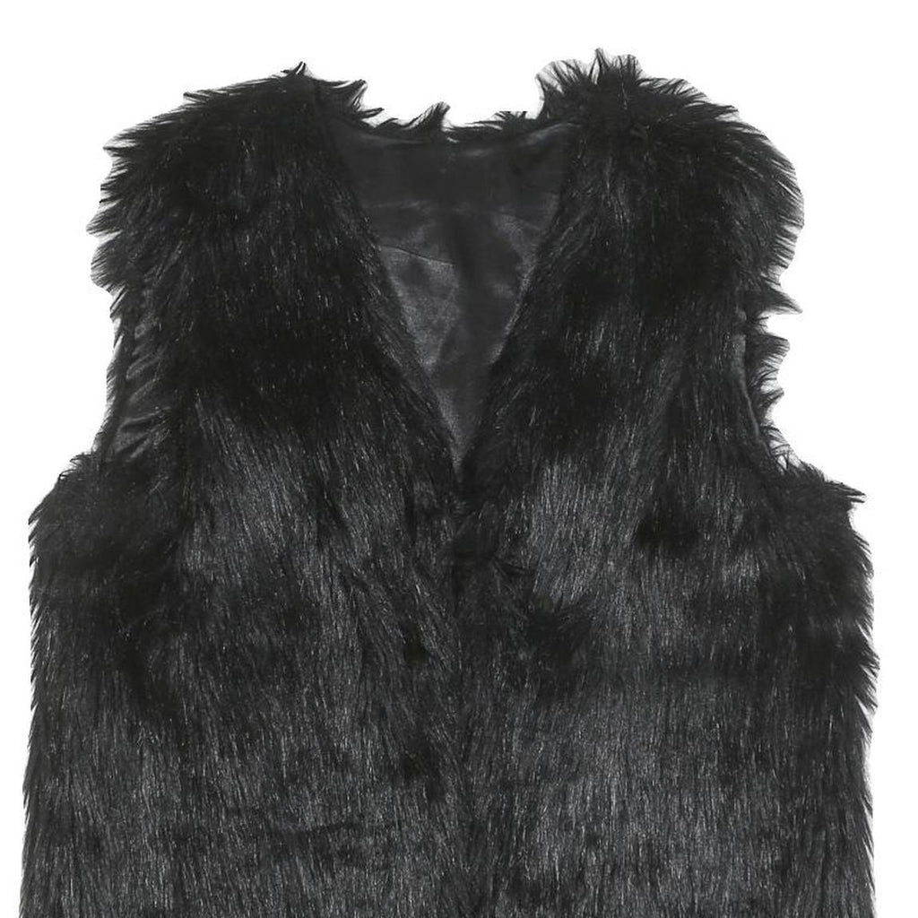 Womens Black Faux Fur Jacket M Polyester Blend Classic Soft Warm Stylish