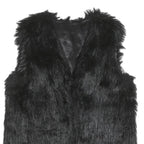 Womens Black Faux Fur Jacket M Polyester Blend Classic Soft Warm Stylish
