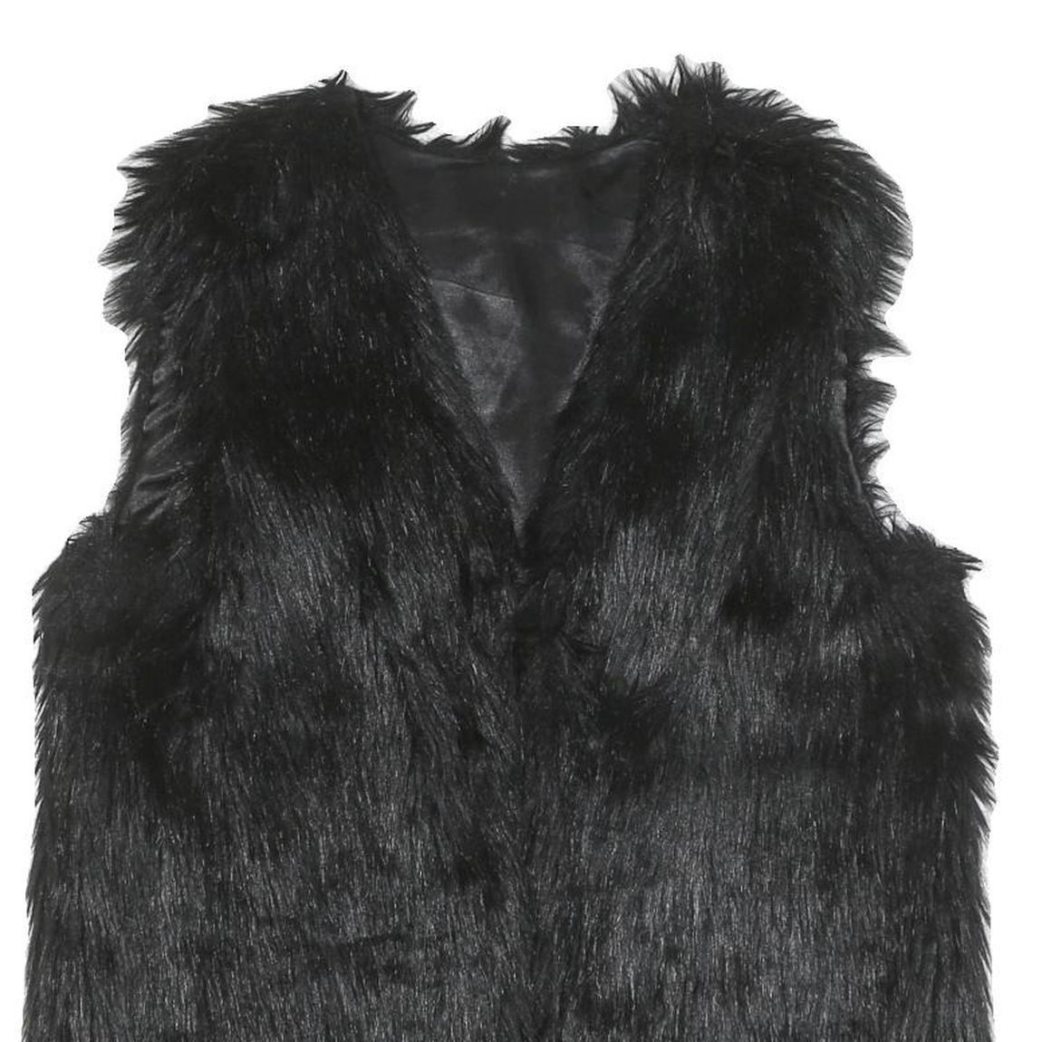 Womens Black Faux Fur Jacket M Polyester Blend Classic Soft Warm Stylish