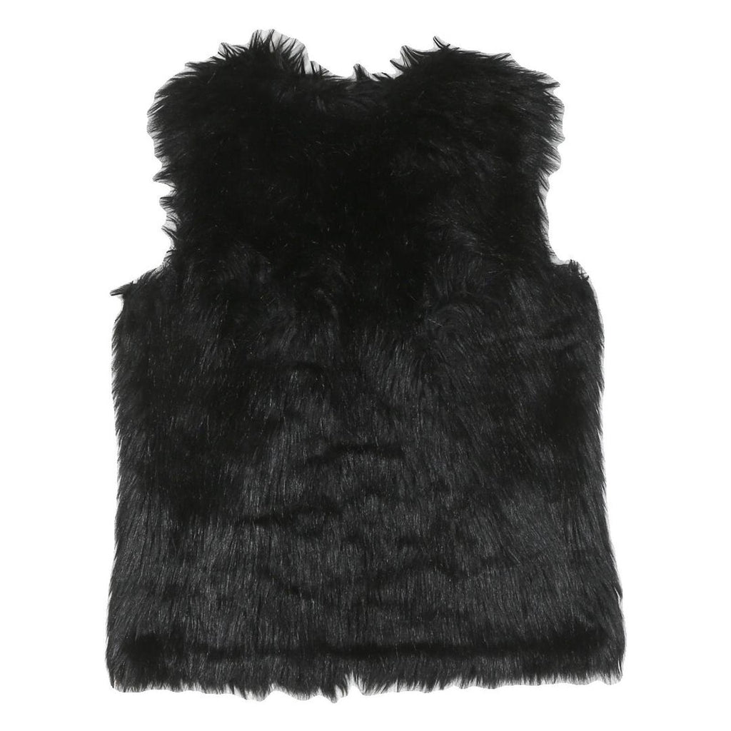 Womens Black Faux Fur Jacket M Polyester Blend Classic Soft Warm Stylish