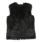 Womens Black Faux Fur Jacket M Polyester Blend Classic Soft Warm Stylish