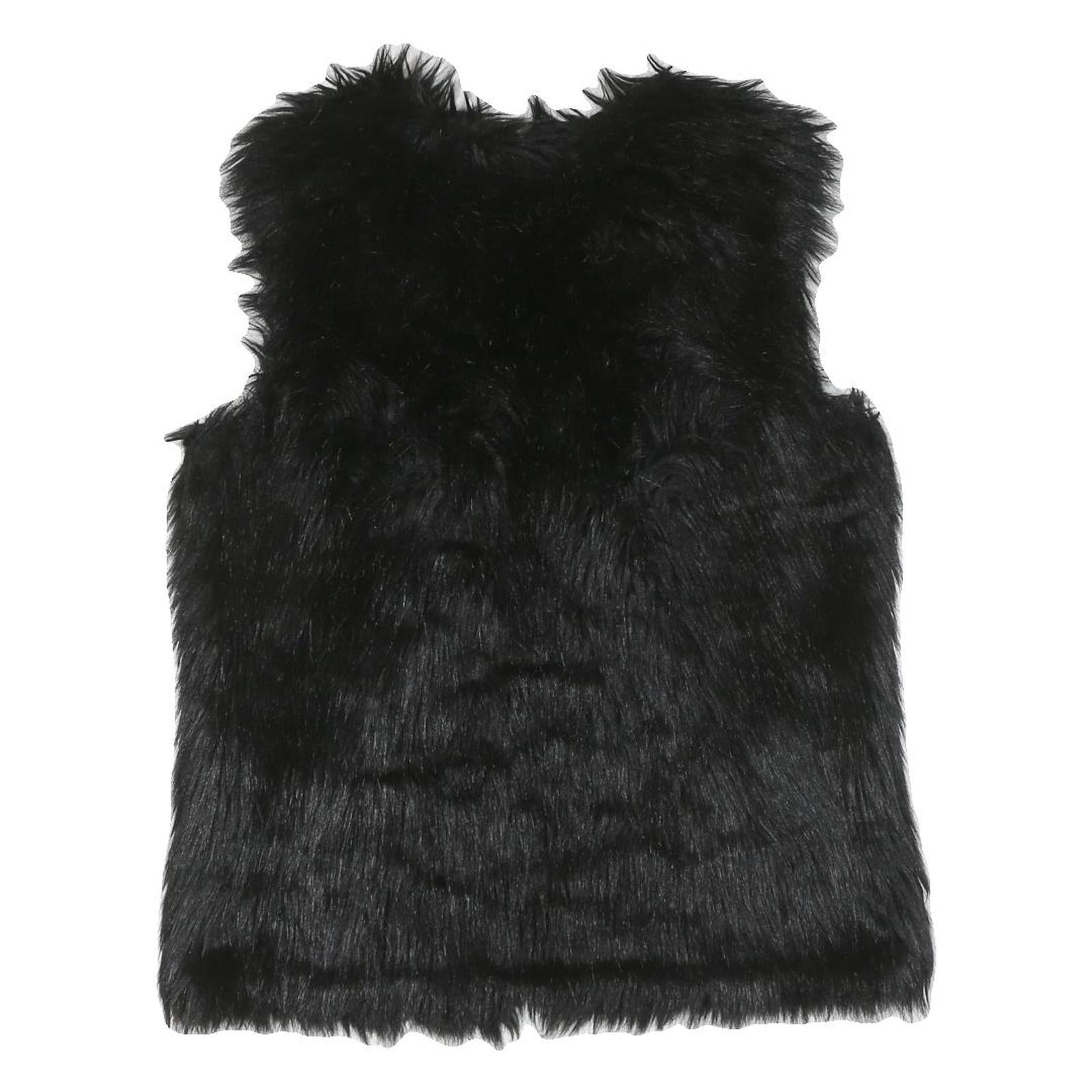 Womens Black Faux Fur Jacket M Polyester Blend Classic Soft Warm Stylish