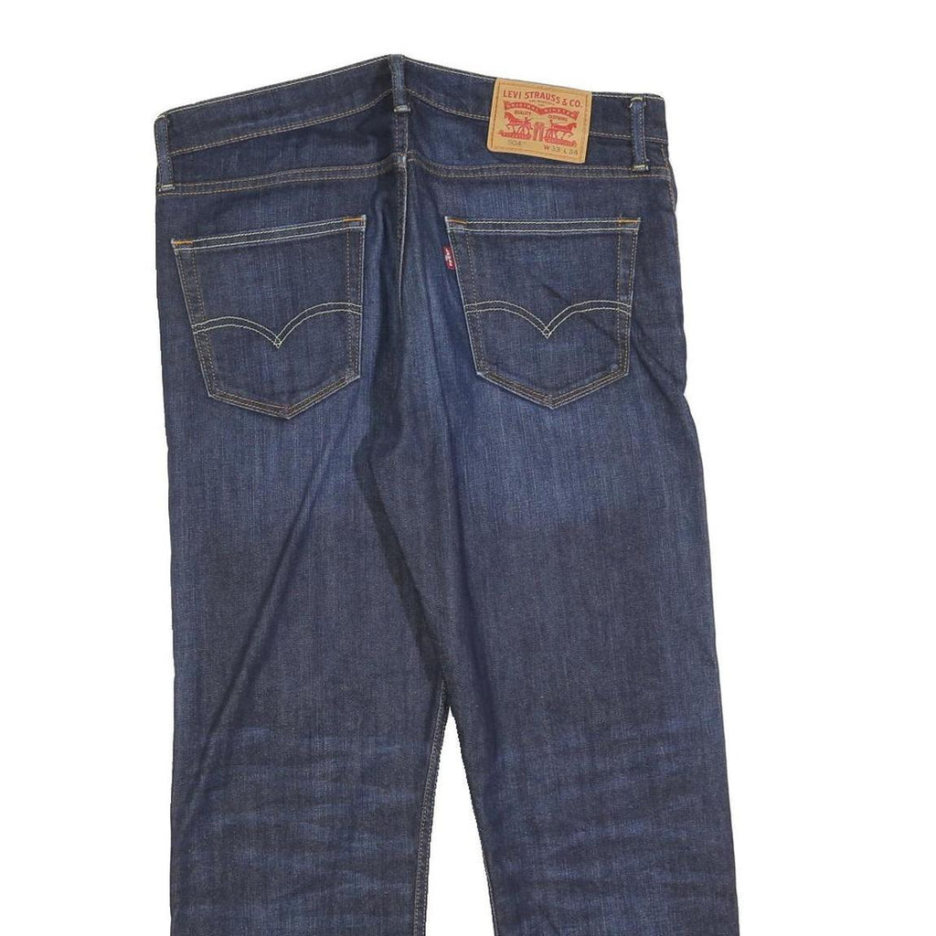 LEVI'S 504 Mens Jeans Blue Regular Straight Denim Dark W33 L26 Zip Cotton Blend