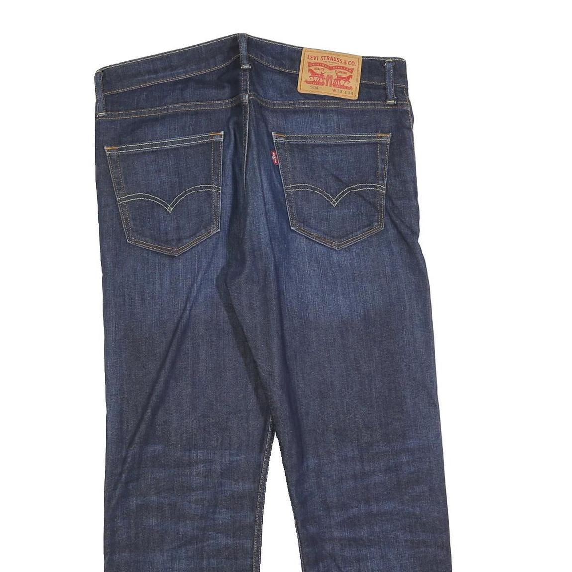 LEVI'S 504 Mens Jeans Blue Regular Straight Denim Dark W33 L26 Zip Cotton Blend