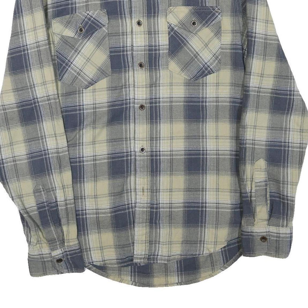 WRANGLER Mens Blue & Cream Checked Shirt S Cotton Blend Long Sleeve Casual