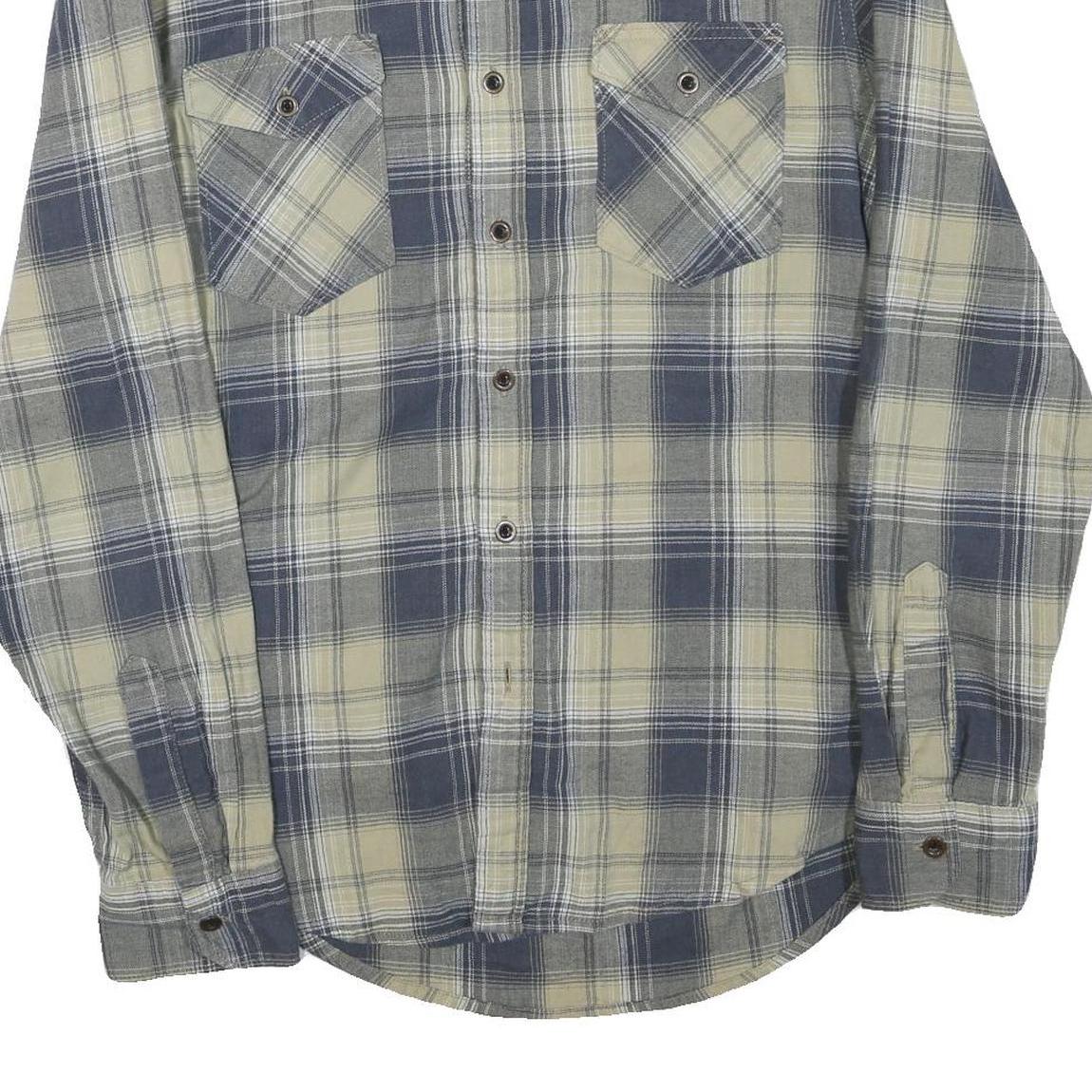 WRANGLER Mens Blue & Cream Checked Shirt S Cotton Blend Long Sleeve Casual