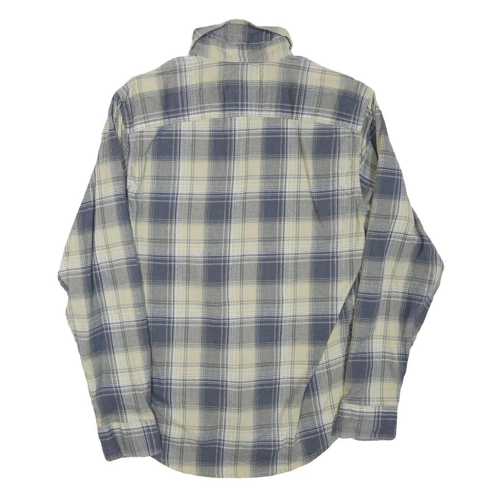 WRANGLER Mens Blue & Cream Checked Shirt S Cotton Blend Long Sleeve Casual