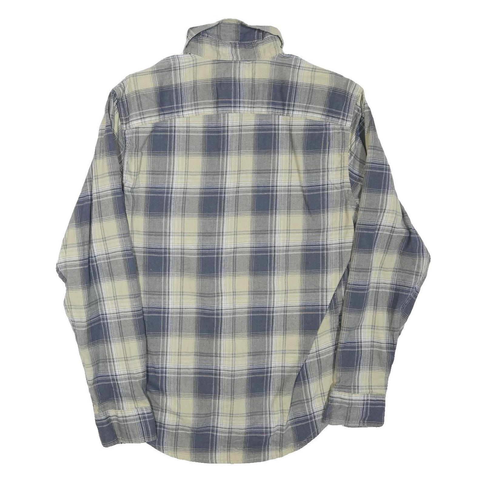 WRANGLER Mens Blue & Cream Checked Shirt S Cotton Blend Long Sleeve Casual