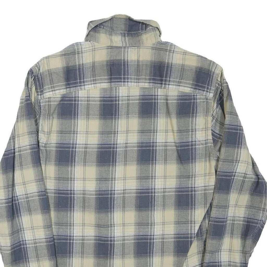 WRANGLER Mens Blue & Cream Checked Shirt S Cotton Blend Long Sleeve Casual