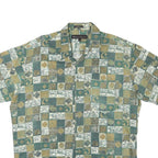 CHRISTION DUMAS Mens Green & Beige Patterned Cotton Blend Shirt XL Casual Short