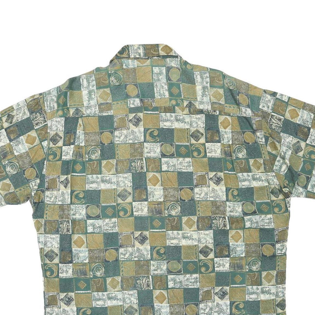 CHRISTION DUMAS Mens Green & Beige Patterned Cotton Blend Shirt XL Casual Short