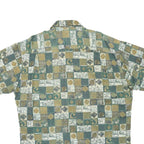 CHRISTION DUMAS Mens Green & Beige Patterned Cotton Blend Shirt XL Casual Short