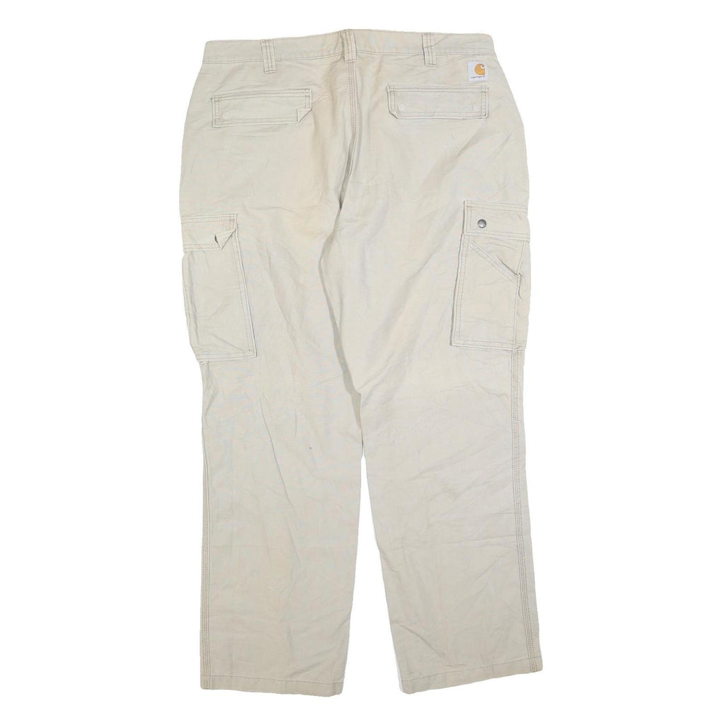 CARHARTT Mens Relaxed Beige Cotton Blend Cargo Trousers W40 L32 Workwear