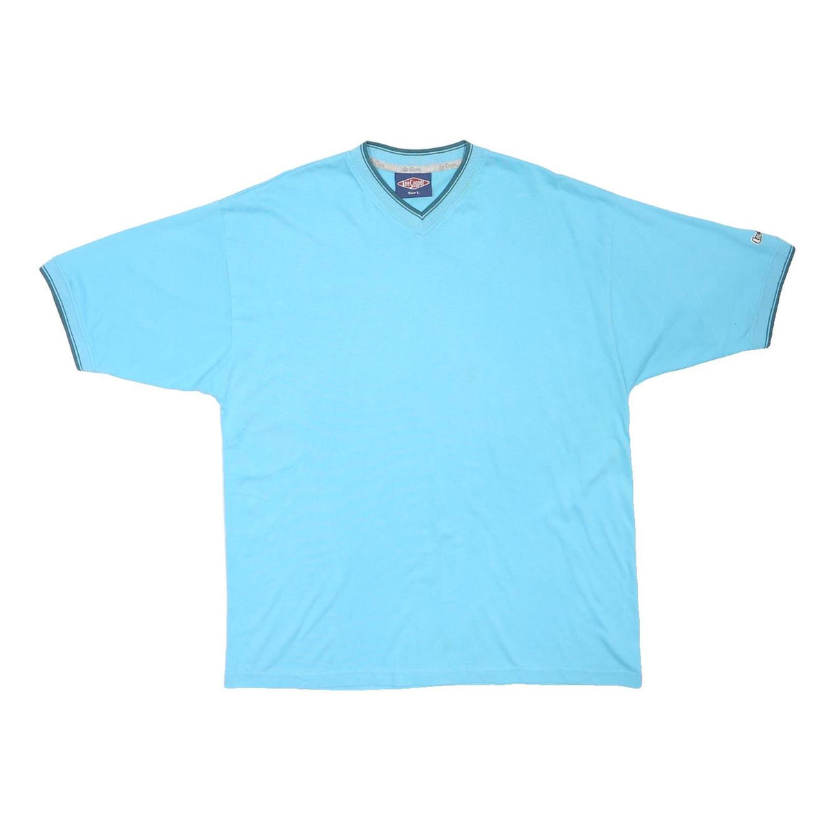 LEE COOPER Mens Blue V-Neck Short Sleeve T-Shirt L Casual Cotton Blend