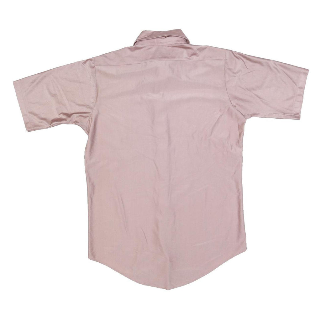 VAN HEUSEN Mens Pink Nylon Shirt M Short Sleeve Button Collar Classic Fit