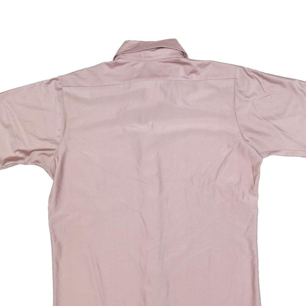 VAN HEUSEN Mens Pink Nylon Shirt M Short Sleeve Button Collar Classic Fit