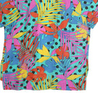 SAINT GERMAIN Womens Blue & Multicolour Printed Top Short Sleeve V-Neck XL Silk