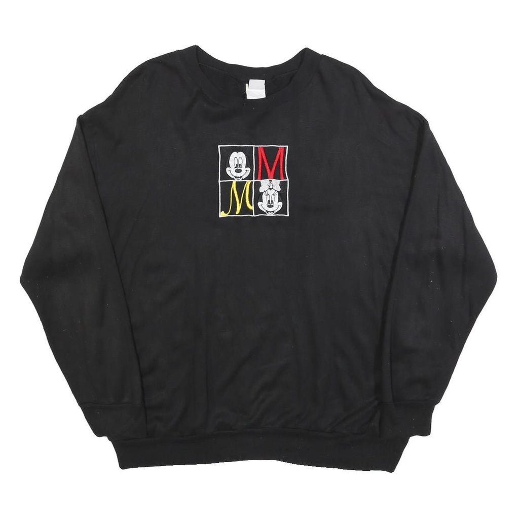 MICKEY UNLIMITED Womens Black Sweatshirt L Cotton Blend Crew Neck Pullover