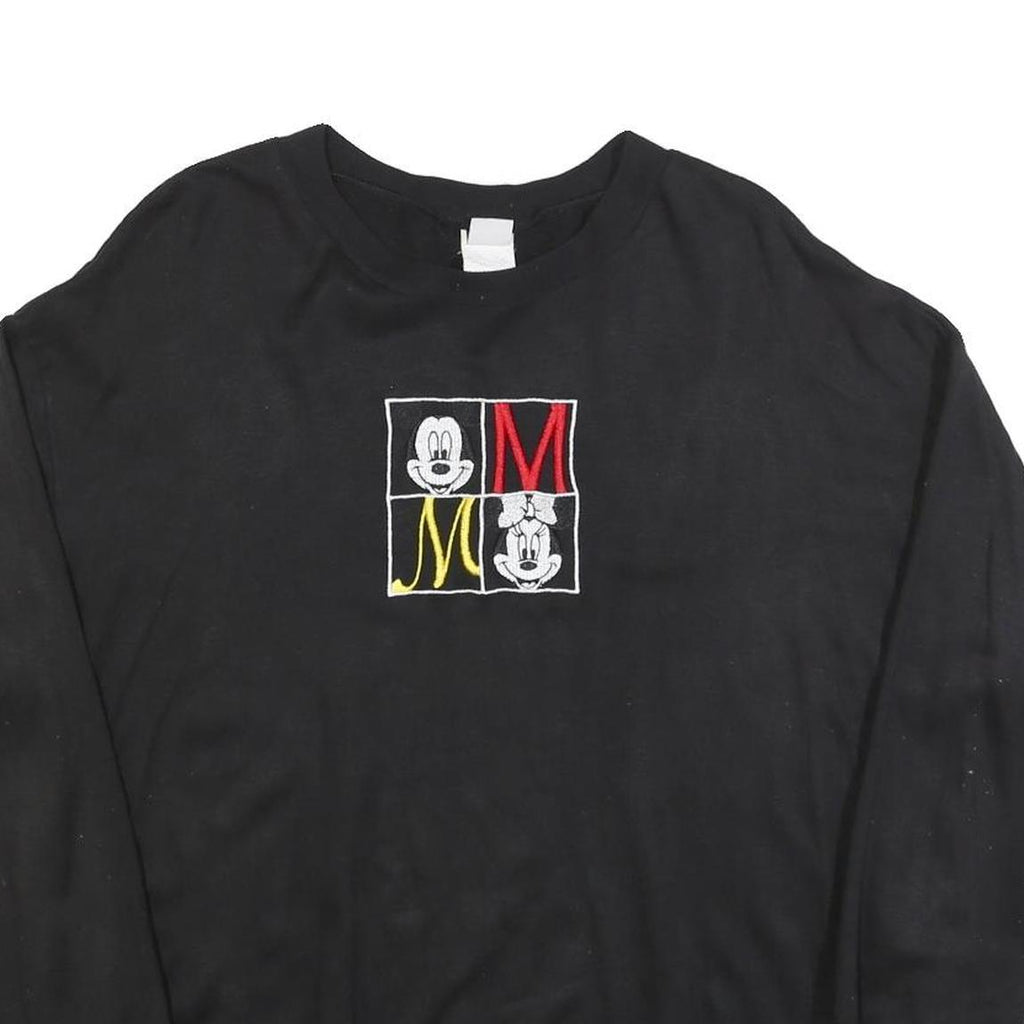 MICKEY UNLIMITED Womens Black Sweatshirt L Cotton Blend Crew Neck Pullover