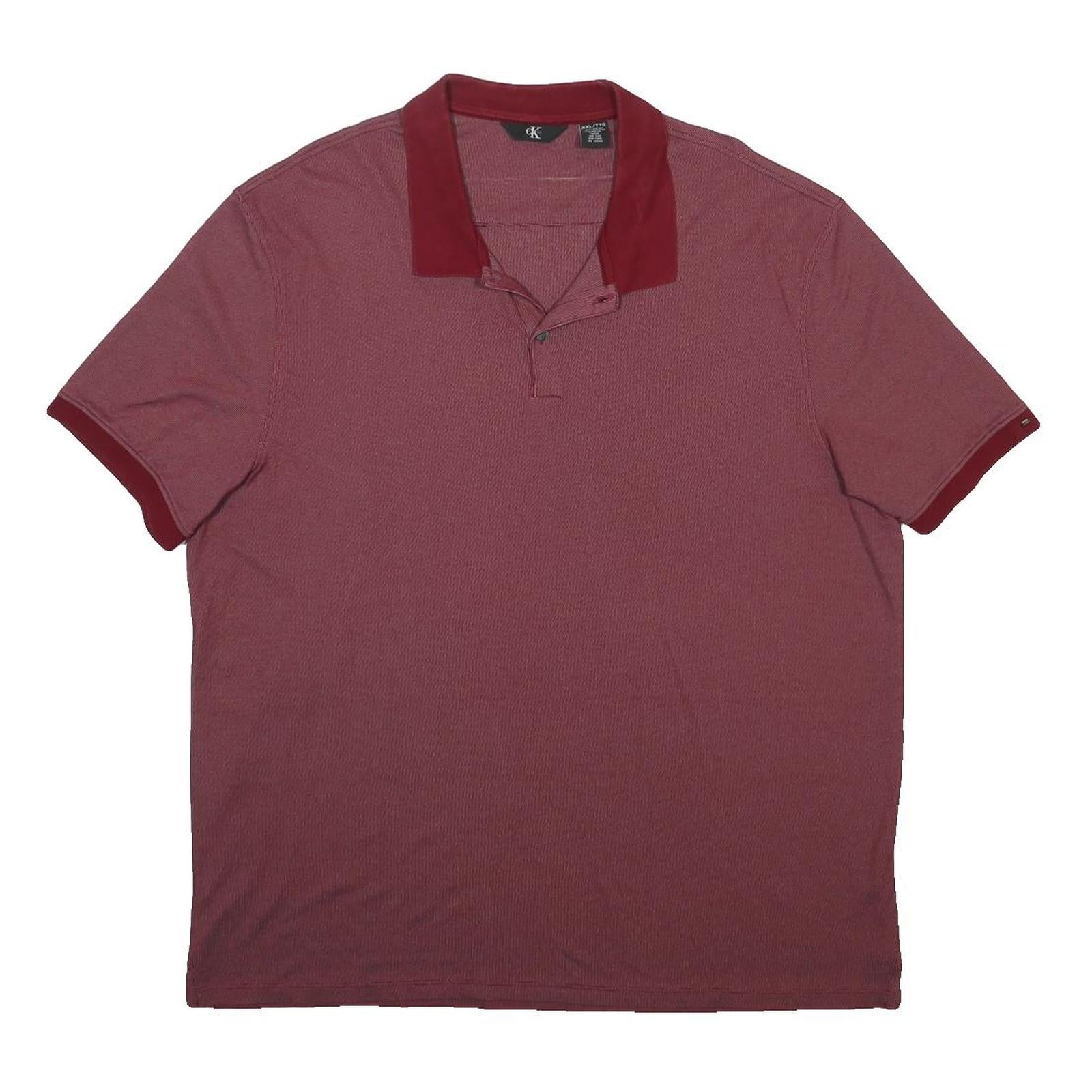 CALVIN KLEIN Mens Maroon Polo Shirt 2XL Cotton Blend Short Sleeve Basic Casual