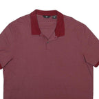 CALVIN KLEIN Mens Maroon Polo Shirt 2XL Cotton Blend Short Sleeve Basic Casual