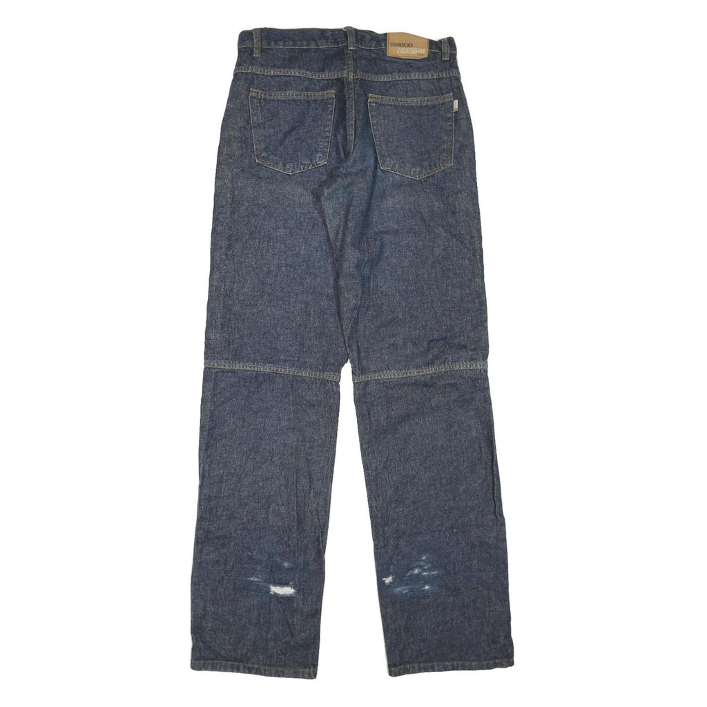 SHOGO Mens Jeans Blue Regular Straight Denim Medium W30 L35 Zip Cotton Blend