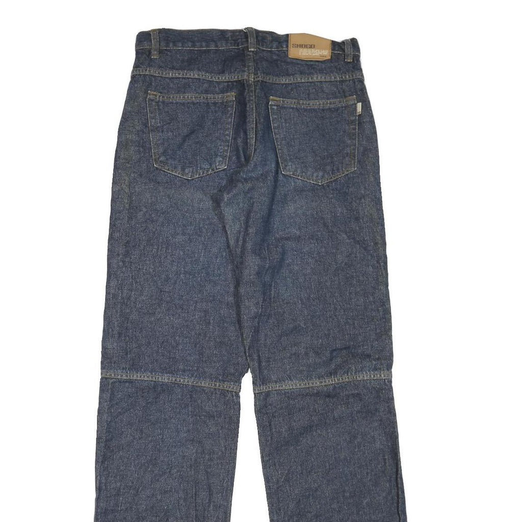 SHOGO Mens Jeans Blue Regular Straight Denim Medium W30 L35 Zip Cotton Blend