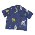 GEORGE Mens Blue & Yellow Floral Hawaiian Shirt XL Cotton Blend Casual Summer
