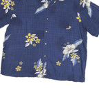 GEORGE Mens Blue & Yellow Floral Hawaiian Shirt XL Cotton Blend Casual Summer