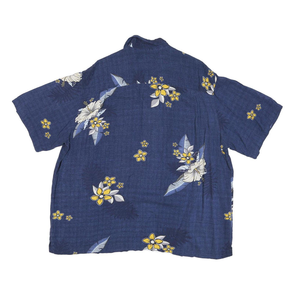 GEORGE Mens Blue & Yellow Floral Hawaiian Shirt XL Cotton Blend Casual Summer