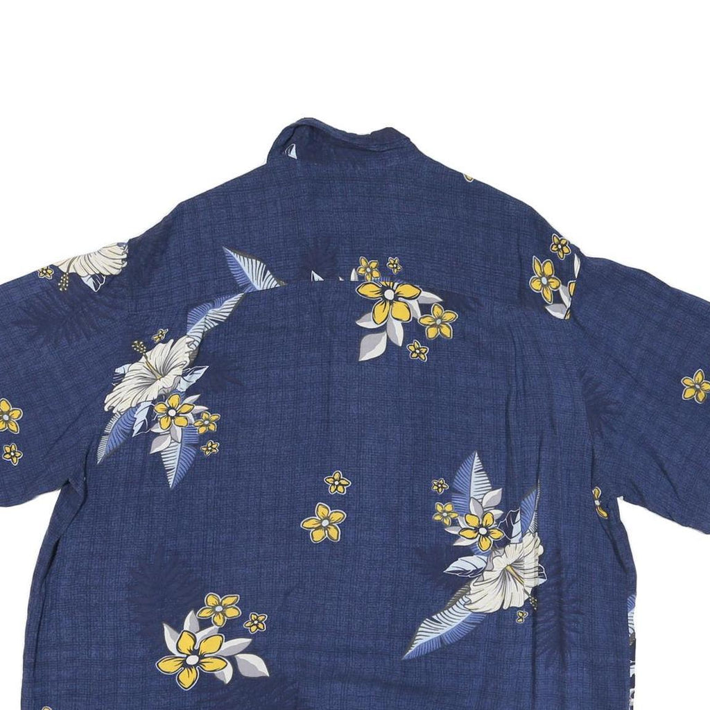GEORGE Mens Blue & Yellow Floral Hawaiian Shirt XL Cotton Blend Casual Summer