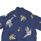GEORGE Mens Blue & Yellow Floral Hawaiian Shirt XL Cotton Blend Casual Summer