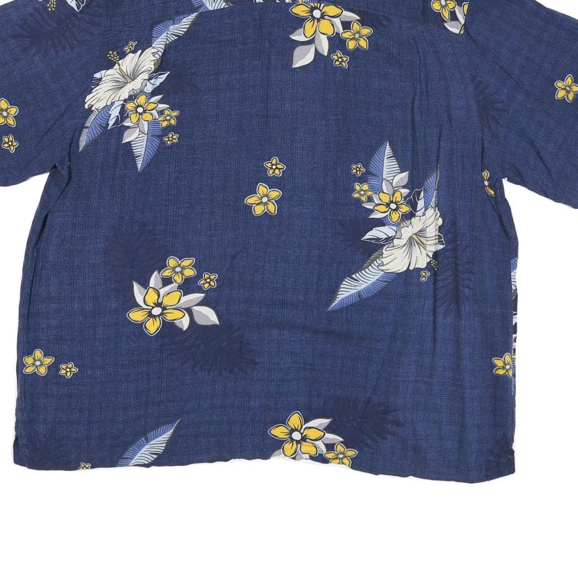 GEORGE Mens Blue & Yellow Floral Hawaiian Shirt XL Cotton Blend Casual Summer