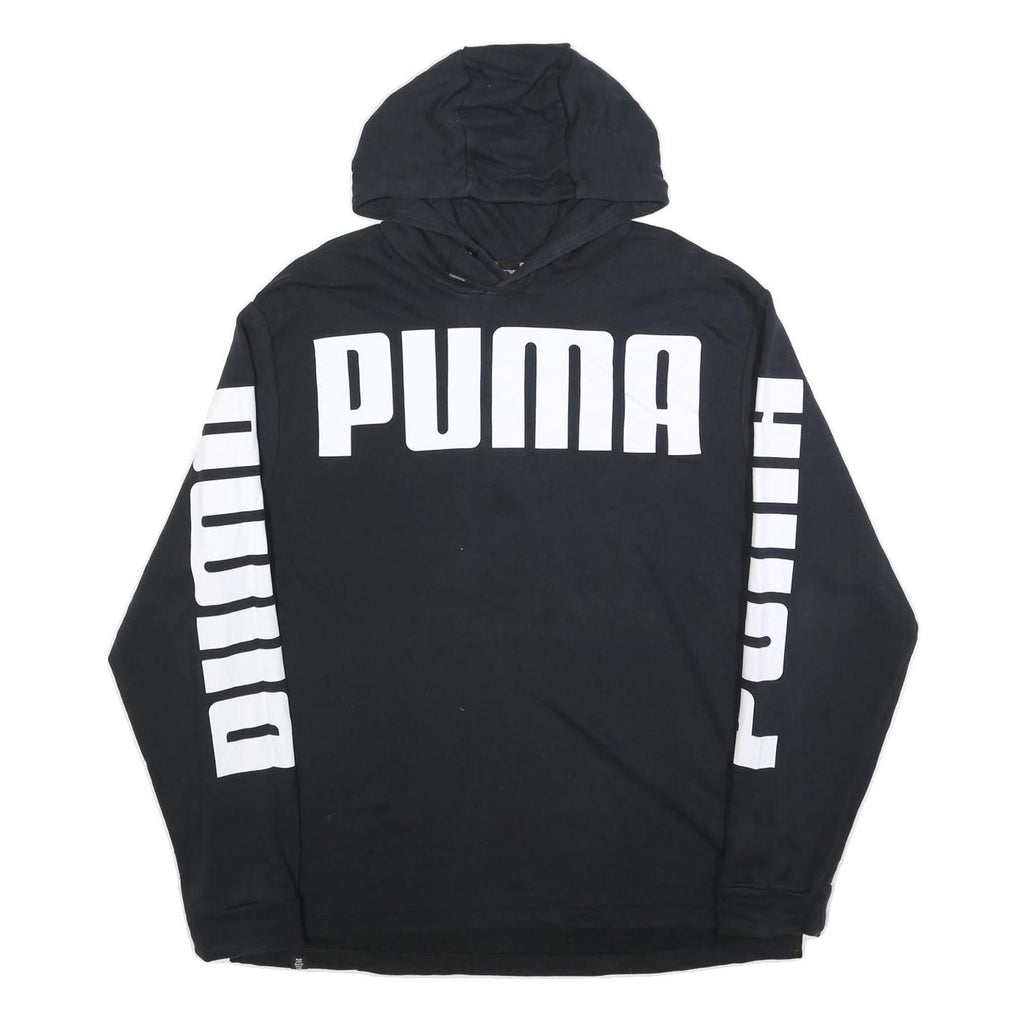 PUMA Womens Black Hoodie L Cotton Blend Pullover Sportswear Casual