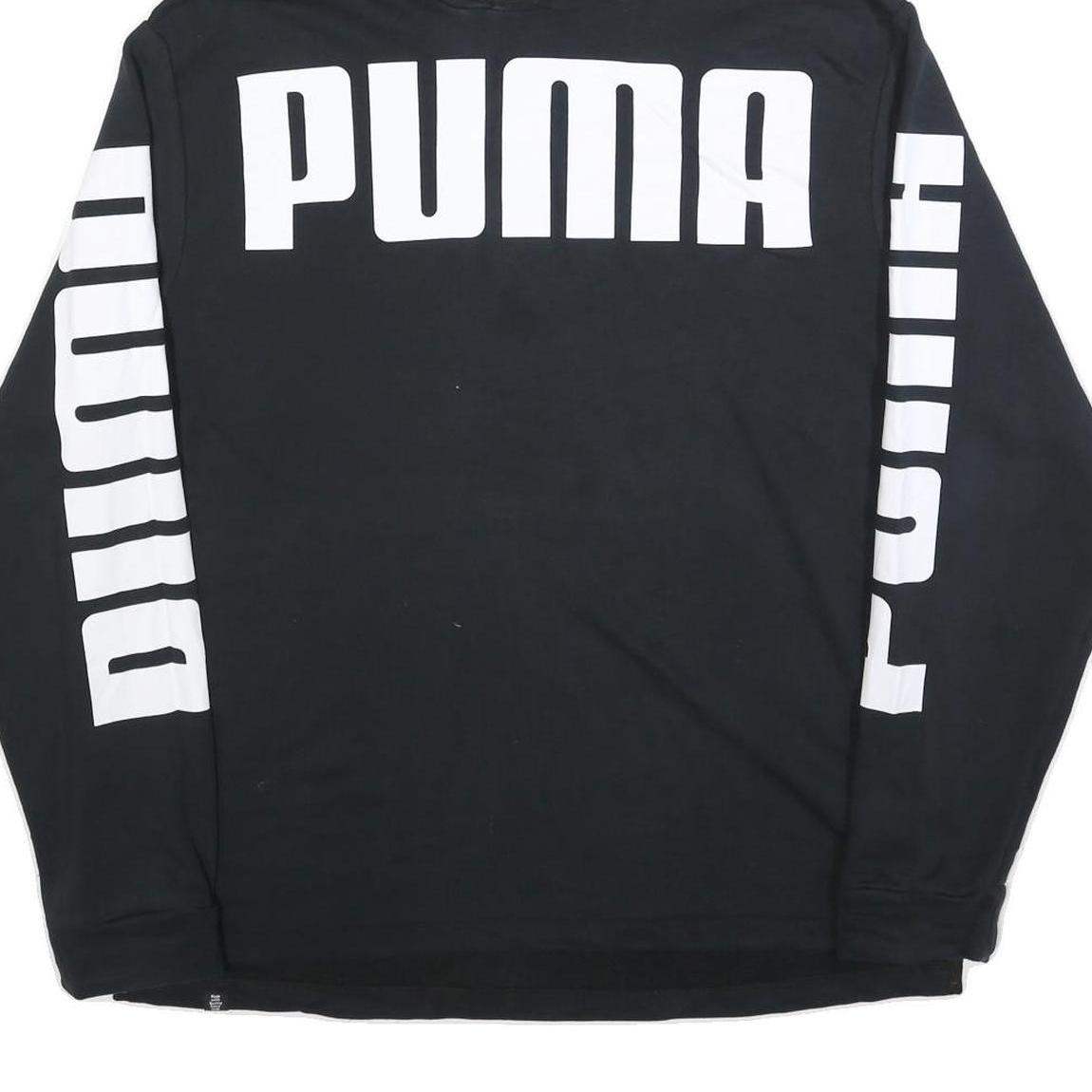 PUMA Womens Black Hoodie L Cotton Blend Pullover Sportswear Casual