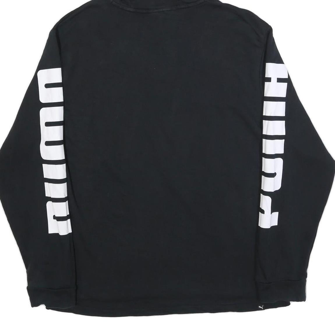 PUMA Womens Black Hoodie L Cotton Blend Pullover Sportswear Casual