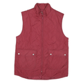 AS REAL AS Womens Red Quilted Jacket S Polyester Blend Zip Pockets Sleeveless